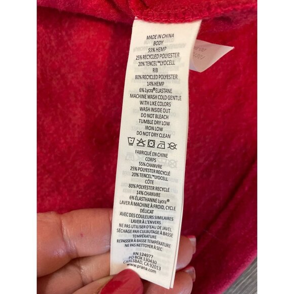 Prana Red Hooded Cropped Lace Up Pullover Sz M - Picture 11 of 11